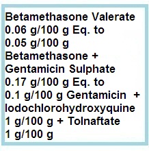 combination of Antibacterial + Antifungal + Corticosteroid